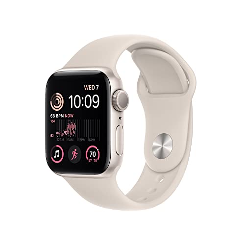 Apple Watch SE (2nd Gen) [GPS 40mm] Smart Watch w_Starlight Aluminum Case & Starlight Sport Band - S_M. Fitness & Sleep Tracker, Crash Detection, Heart Rate Monitor, Retina Display, Water Resistant