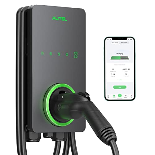 Autel Home Level 2 EV Charger up to 50Amp, 240V, Indoor_Outdoor Car Charging Station, Wi-Fi and Bluetooth Enabled EVSE, Flexible 25-Foot Cable,Hardwired, Dark Gray