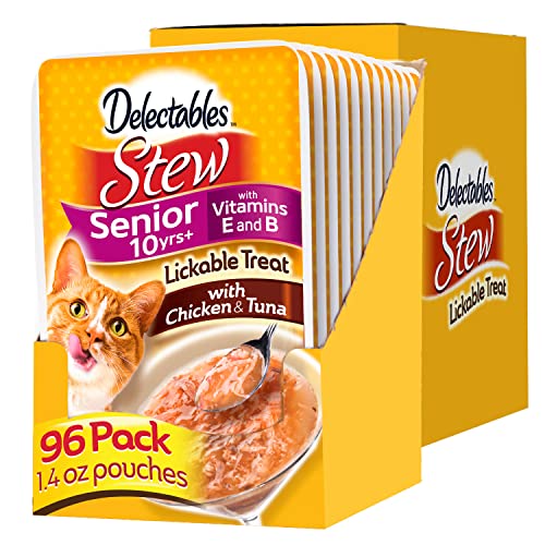 Hartz Delectables Stew Senior 10+ Chicken & Tuna Lickable Cat Treat, 1.4-oz, 12 Count (Pack of 8)