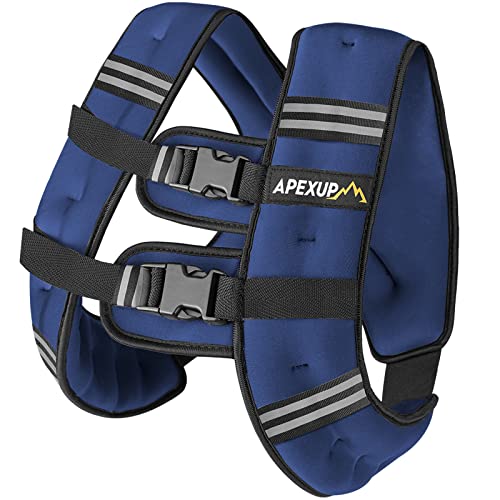 APEXUP Weighted Vest Men 20lbs Weights with Reflective Stripe, Weighted vest for Women Workout Equipment for Strength Training Running (Blue)