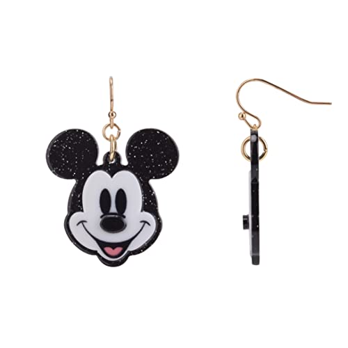 Disney Earrings, One Pair in Authentic Jewelry Gift Box, Hanging Acrylic Charm with 1.5” Drop, Fish Hook Closure (Mickey Mouse)