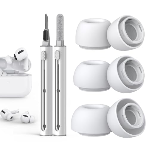 Pohgelan Compatible with AirPods Pro 2nd_1st Generation Replacement Ear Tips,with Noise Reduction Hole & Built-in dust Guard Screen,for USB-C Charging Case with Cleaner kit -3 Sizes (S_M_L)-Whiite