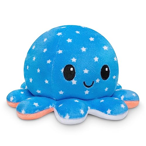 TeeTurtle - The Original Reversible Octopus Plushie - 4th of July - Stars + Stripes - Cute Sensory Fidget Stuffed Animals That Show Your Mood