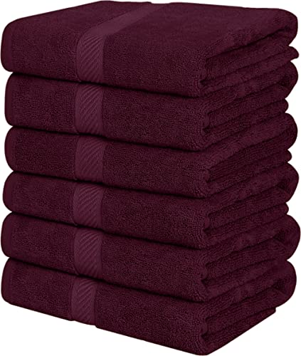 Utopia Towels 6 Pack Medium Bath Towel Set, 100zz Ring Spun Cotton (24 x 48 Inches) Medium Lightweight and Highly Absorbent Quick Drying Towels, Premium Towels for Hotel, Spa and Bathroom (Burgundy)