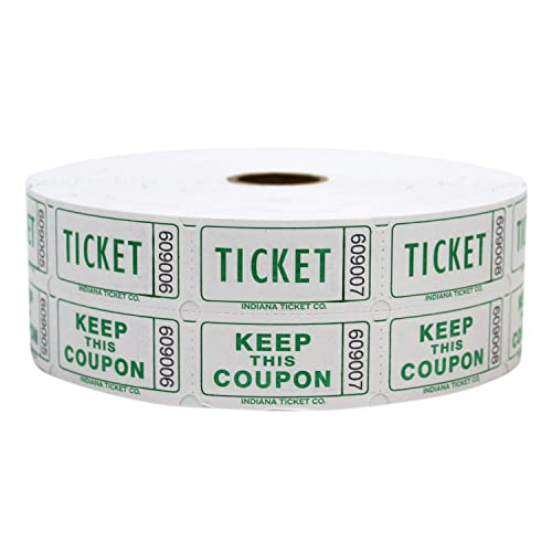 INDIANA TICKET CO. 1,000 Lime Raffle Tickets Double Roll, Premium Quality 50_50 Raffle Tickets, Tickets for Events, Carnivals, Door Prizes, Drinks and More