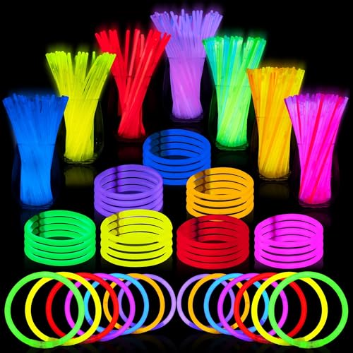 JOYIN Glow Sticks Bulk 1000 8" Glowsticks ; Glow Stick Bracelets; Glow Necklaces; Glow in The Dark, July 4th, Christmas, Halloween Party Supplies Pack, Football Party Supplies