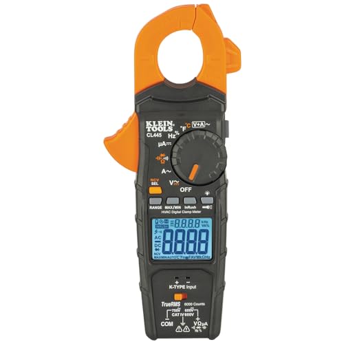 Klein Tools CL445 HVAC Clamp Meter, Auto-Ranging TRMS, NCVT, Measures Voltage, Current, Temperature, Micro Amps, InRush and More 1 1_2-Inch Jaw