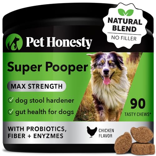 Pet Honesty Super Pooper Max Strength Probiotic Chews - Dog Stool Hardener with Fiber, Prebiotics, Probiotics, & Digestive Enzymes, Gut Health for Dogs, Digestion & Health Supplement for Dogs (90 Ct)