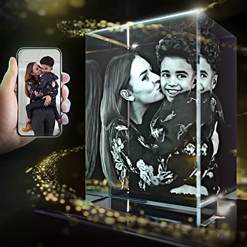 STRONGUS 3D Crystal Photo, Mothers Day Gifts for - Women, Mom, Gilfriend, Him, Her, Boyfriend, Dad, Birthday, Anniversary, 3D Customized Couples Gifts