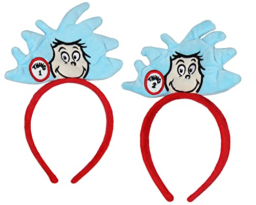 Dr. Seuss Cat In The Hat Thing 1 And Thing 2 3D Design Headbands 2 Pack For Women and Girls