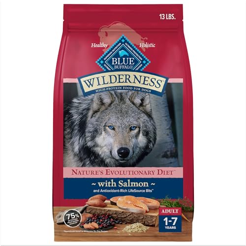 Blue Buffalo Wilderness Natural High-Protein Dry Food for Adult Dogs, Salmon Recipe, 13-lb. Bag