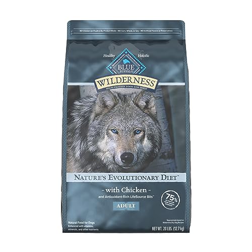 Blue Buffalo Wilderness Natural High-Protein Dry Food for Adult Dogs, Chicken Recipe, 28-lb. Bag