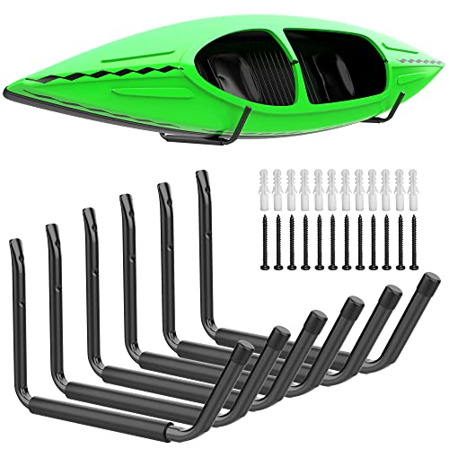 WALMANN Kayak Storage Rack, Wall Mount Kayak Hooks for Garage Utility Storage Hangers for Canoe, Surfboard, Skiis, Snowboard, Paddle Board, Ladders