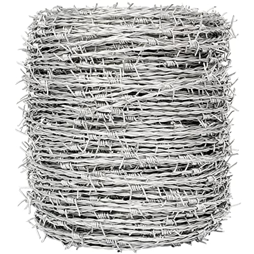 YXJSTO Real Barbed Wire 1320FT, 4 Point Barbed Wire Roll 18 Gauge, Barbed Wire Fence for Crafts, Fences, Critter Deterrent, Bird Feeder, Garden