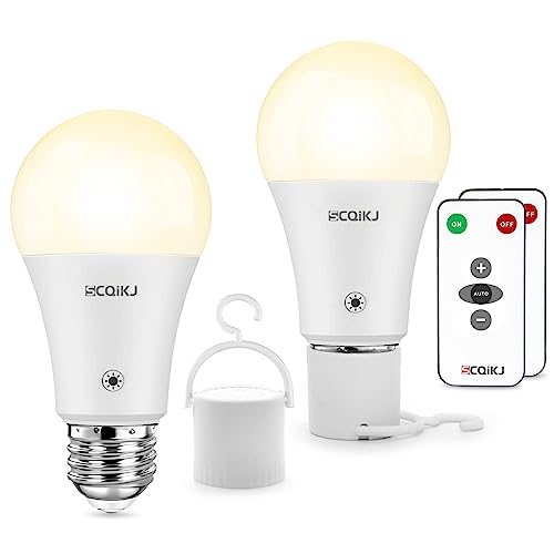 Rechargeable Light Bulbs LED Battery Backup Light Bulb with Remote Control Battery Operated Emergency Bulb Lamps for Home Power Outage and Camping Outdoor Activity Dimmable 7W 600LM Soft White