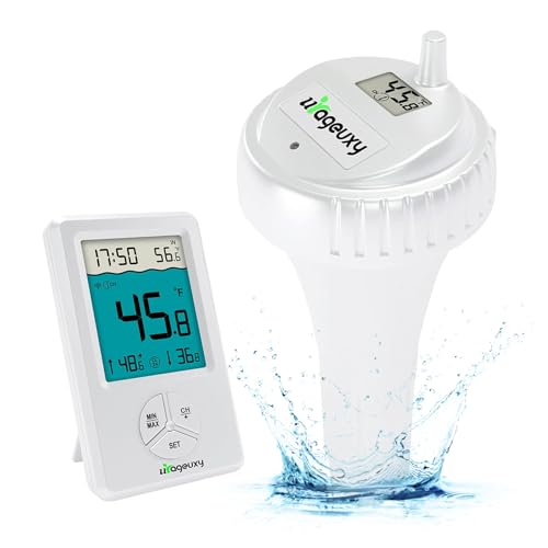 Urageuxy Pool Thermometer Floating Easy Read, Digital Waterproof Swimming Pool Thermometer, Wireless Water Temperature Thermometer for Swimming Pool, SPA, Hot tub, Fish Tank