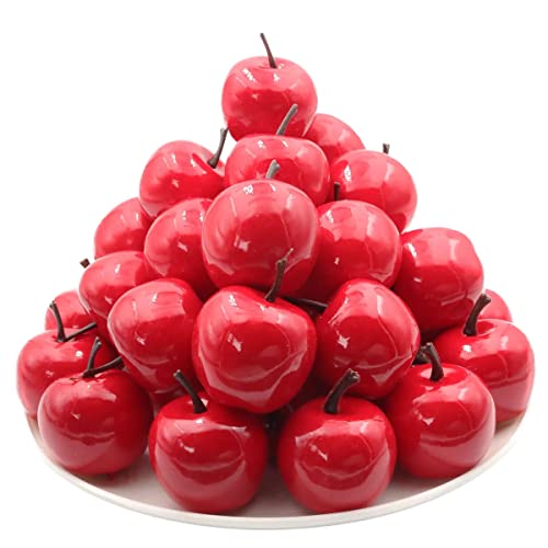 WJboand 30pcs Artificial Apples Fake Fruit Home Kitchen Party Decoration Simulation Lifelike Photography Prop Model Wedding Office Desk Restaurant Ornament