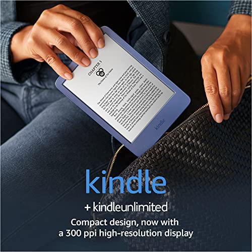 Kindle (2022 release) – The lightest and most compact Kindle, now with a 6” 300 ppi high-resolution display, and 2x the storage - Denim + 3 Months Free Kindle Unlimited (with auto-renewal)