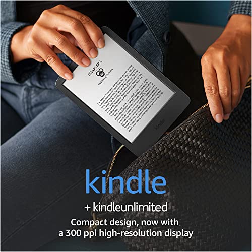 Kindle (2022 release) – The lightest and most compact Kindle, now with a 6” 300 ppi high-resolution display, and 2x the storage - Black + 3 Months Free Kindle Unlimited (with auto-renewal)