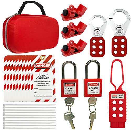 Young Dance Electrical Lockout Tagout Kit -Lock Out Tag Kits for OSHA Compliance with Hasps，Universal Circuit Breaker Lock, Loto Tags, Safety Padlock(2 Keys Per Lock) for Safe Electrical Lockouts