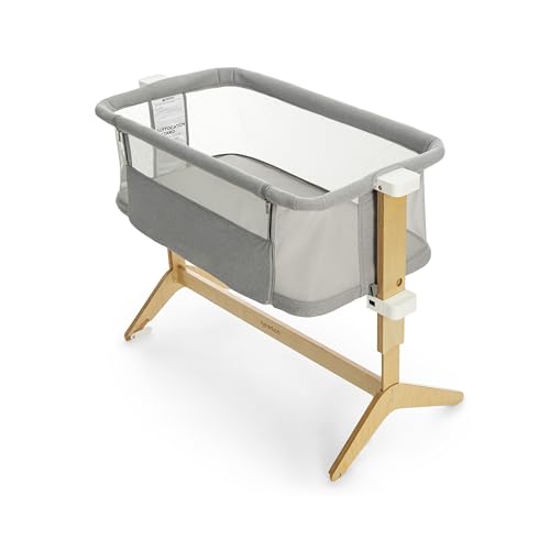 Newton Baby Bassinet & Bedside Sleeper with Mattress & Sheet - 100zz Breathable & Washable, Removable Dual-Layer Cover | Solid Birch Frame Adjustable Height & Infant Access Opening