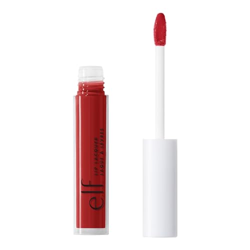 e.l.f. Lip Lacquer, Nourishing, Non-Sticky Ultra-Shine Lip Gloss With Sheer Color, Infused With Vitamins A & E, Vegan & Cruelty-Free, Cherry Bomb