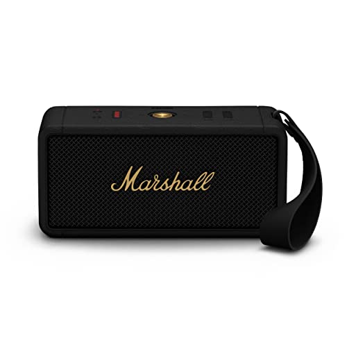 Marshall Middleton Portable Bluetooth Speaker, Black and Brass