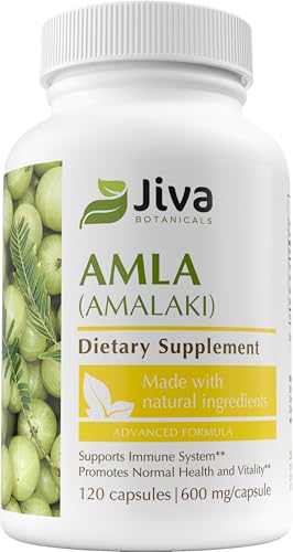 Jiva Botanicals - Amla Capsules (Amalaki) containing Amla Powder - Amla Herbal Supplement Made with Organic Amla Fruit Powder- Alternative to Amla Juice - 120 Vegan Capsules