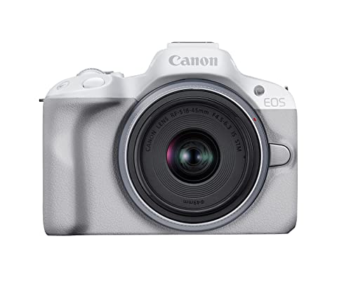 Canon EOS R50 Mirrorless Vlogging Camera (White) w_RF-S18-45mm F4.5-6.3 is STM Lens, 24.2 MP, 4K Video, Subject Detection & Tracking, Compact, Smartphone Connection, Content Creator