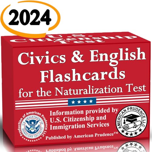 Civics and English flashcards to Study for The US citizenship Test with Official 100 USCIS Illustrated Questions and Answers for American Civics and English Proficiency Exams