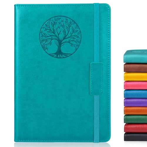 Biuwory Lined Journal Notebook for Women Men,256 Pages A5 Hardcover Leather Journals for Writing,Travel,Business,Work & School,College Ruled Notebooks for Note Taking,Diary Notepad 5.7"×8.3" (blue)