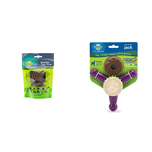 PetSafe Treat Rings for Busy Buddy Dog Toys - Easy to Digest - Interactive Toy Refills for Aggressive Chewers & Anxiety - 16 Rings - Size B - Original & Busy Buddy Jack Medium