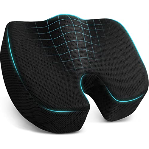 TushGuard Seat Cushion, Office Chair Cushions, Car Seat Cushion, Non-Slip Sciatica & Back Coccyx Tailbone Pain Relief Chair Pad for Computer Desk, Wheelchair, Driving (Black, X-Large)