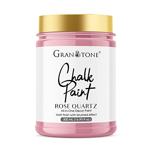 GRANOTONE Chalk Paint for Furniture, Matt-Finish Water-Based Acrylic Paint for Wood, Walls, Metal, Glass, Paper, Fabric Canvas, Maximum Coverage Chalk Paint for Kids & Adults, 500 Ml (ROSE QUARTZ)