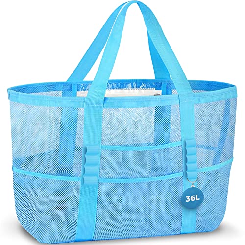 AURUZA Mesh Beach Bag Waterproof Sandproof Tote Bags Swimming Pool Bag Cruise Beach Essentials for Vacation Must Haves