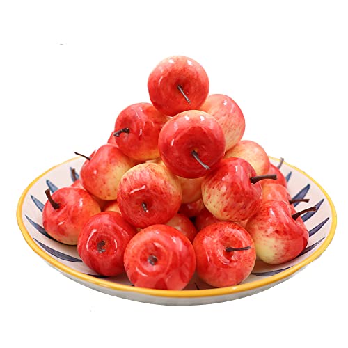 WJboand 30PCS Fake Artificial Apple Small Fruits Simulation Lifelike Model Party Festival Home Kitchen Cabinet Wedding Table Decoration Photography Props