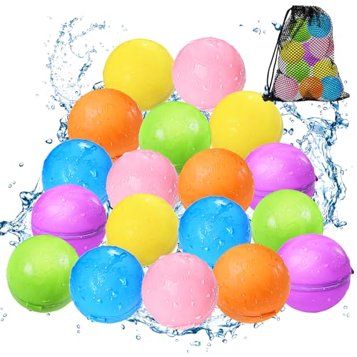 SOPPYCID Reusable Water balloons, Summer Toy Water Toy for Boys and Girls, Pool Beach Toys for Kids ages 3-12, Outdoor Activities Water Toys Self Sealing Water Splash Ball for Fun (18PACK)