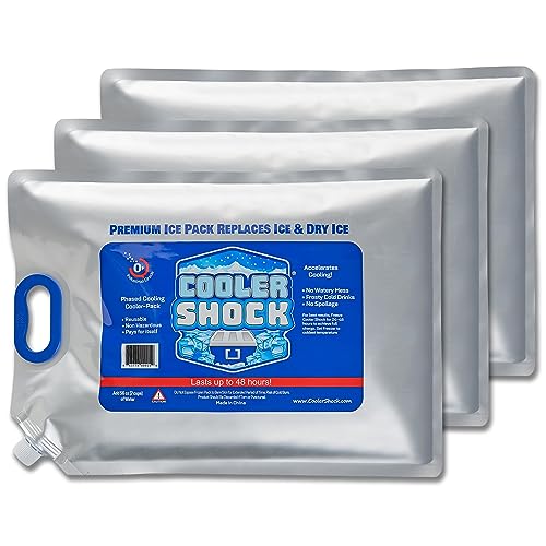 Cooler Shock Reusable Ice Packs for Cooler - Long-Lasting Freezer Packs with Built-in Handle - Large Cooler Size, Pack of 3