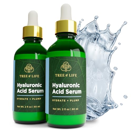 Tree of Life Hyaluronic Acid Serum for Face Anti Aging, Fine Lines, Dark Spots, & Dry Skin - 4 Oz - Hydrating Facial Serum - Smoothing & Brightening Skin Care Set - Dermatologist-Tested