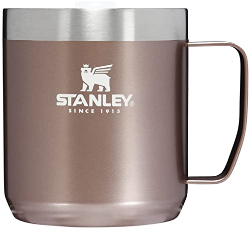 Stanley Stay Hot Camp Mug - Durable 18_8 Stainless Steel Insulated Mug - Splash-Free Tritan™ Drink-Thru Lid - 12 OZ - Rose Quartz Glow