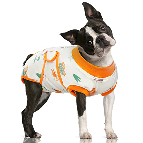 FUAMEY Recovery Suit for Dogs After Surgery,Soft Breathable Dog Bodysuit E-Collar & Cone Alternative Surgical Suit,Male Female Dog Neuter Spay Suits Anti Licking Wounds Onesie Orange Fox XL