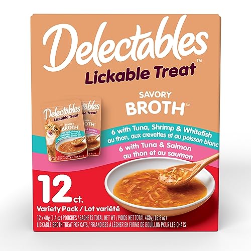 Hartz Delectables Savory Broths Variety Lickable Wet Cat Treats, 24 Count