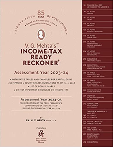 SHRI KUBER PUBLISHING HOUSE, Income Tax Ready Reckoner (DTRR) BY V.G. MEHTA