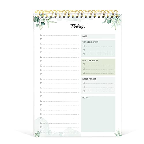 To Do List Pad - To Do List Notebook for Work with 52 Sheets, Undated Daily Planner Perfect for Daily Tasks and Goal Setting, To Do List Notepad Suitable for Office, Home and School-Green Flower