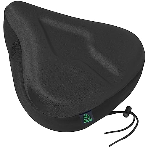 Zacro Bike Seat Cushion - Padded Gel Bike Seat Cover, Compatible with Peloton, Adjustable for Men & Womens Comfort on Stationary Exercise, Mountain and Road Bicycle Seats