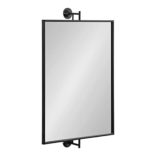 Kate and Laurel Darbridge Farmhouse Rectangle Pivot Mirror, 24 x 40, Black, Vintage Adjustable Rectangular Bathroom Wall Mirror for Use Horizontally or Vertically