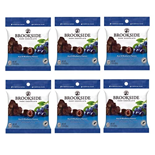 BROOKSIDE Acai and Blueberry Flavored Chewy Center, Gluten Free Snacking Chocolate Bag, 2.6 oz 6 Count