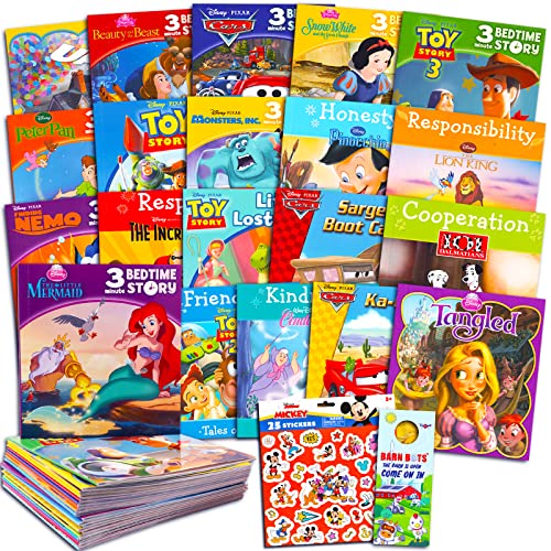 Disney Story Books Collection Set for Toddlers, Kids 3-5 - Bundle of 20 Disney and Pixar Books for Boys, Girls Featuring Cars, Toy Story, Princess, More | Bulk Disney Board Books for Kids