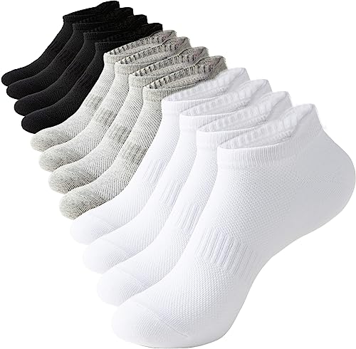 Irisbear Ankle Socks for Women Running Athletic Low Cut Tab Socks Sports No Show Socks 6-Pairs White_Black_Gray