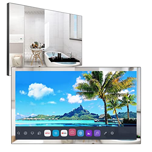 elecsung 28 inch 4K UHD Smart LED Mirror TV (ATSC) Tuner, Waterproof, Netflix, Built-in Alexa, Speakers, Wi-Fi and Bluetooth, 280A023,2023 Model